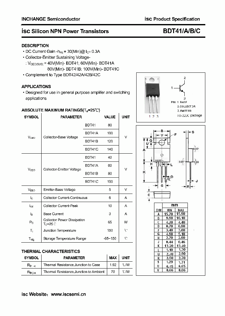 BDT41A_6114358.PDF Datasheet