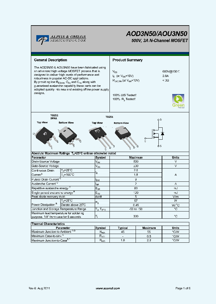 AOU3N50_6121780.PDF Datasheet