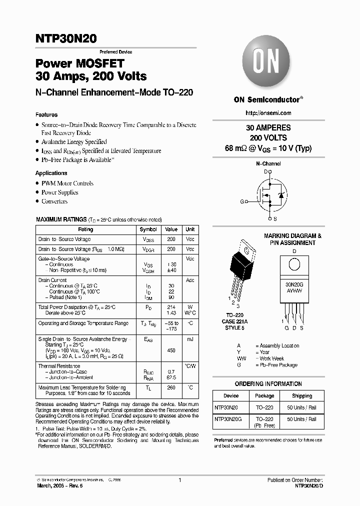 NTP30N20G_6341995.PDF Datasheet