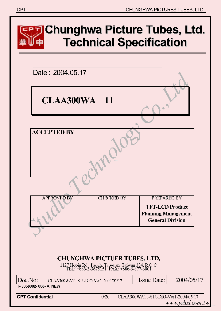CLAA300WA11_6354908.PDF Datasheet