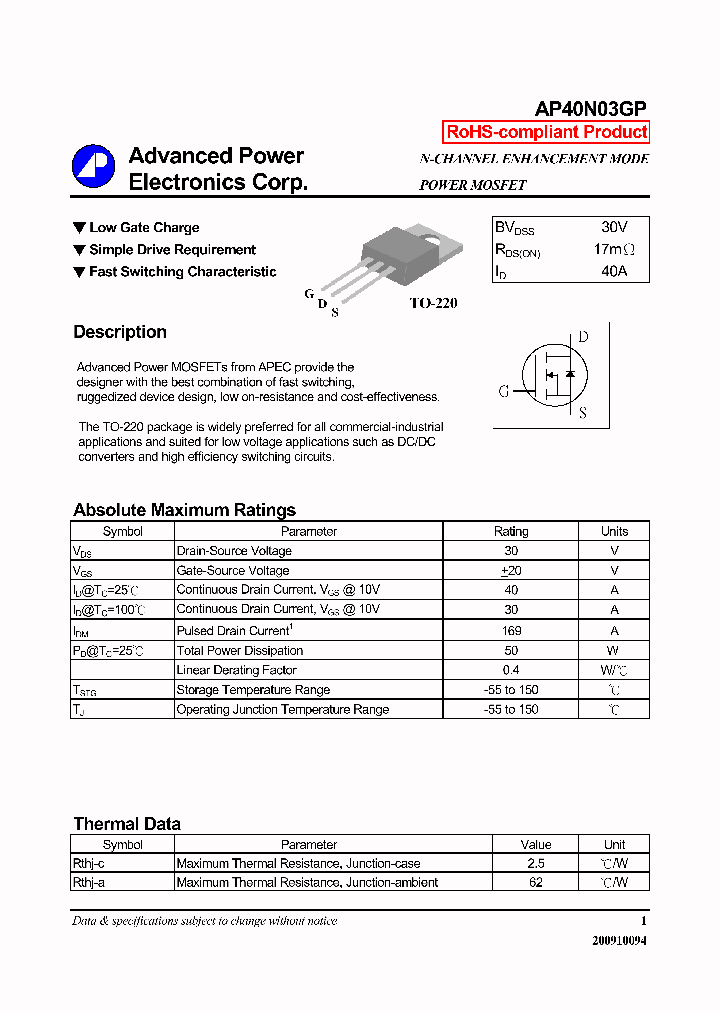 AP40N03GP_6386148.PDF Datasheet