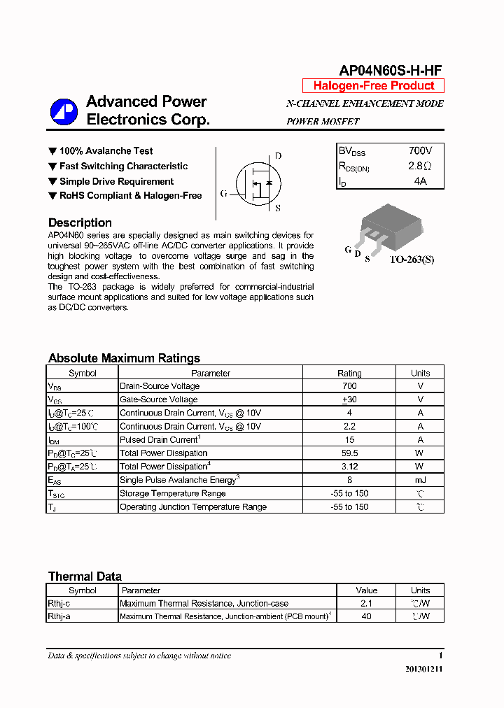 AP04N60S-H-HF_6386290.PDF Datasheet
