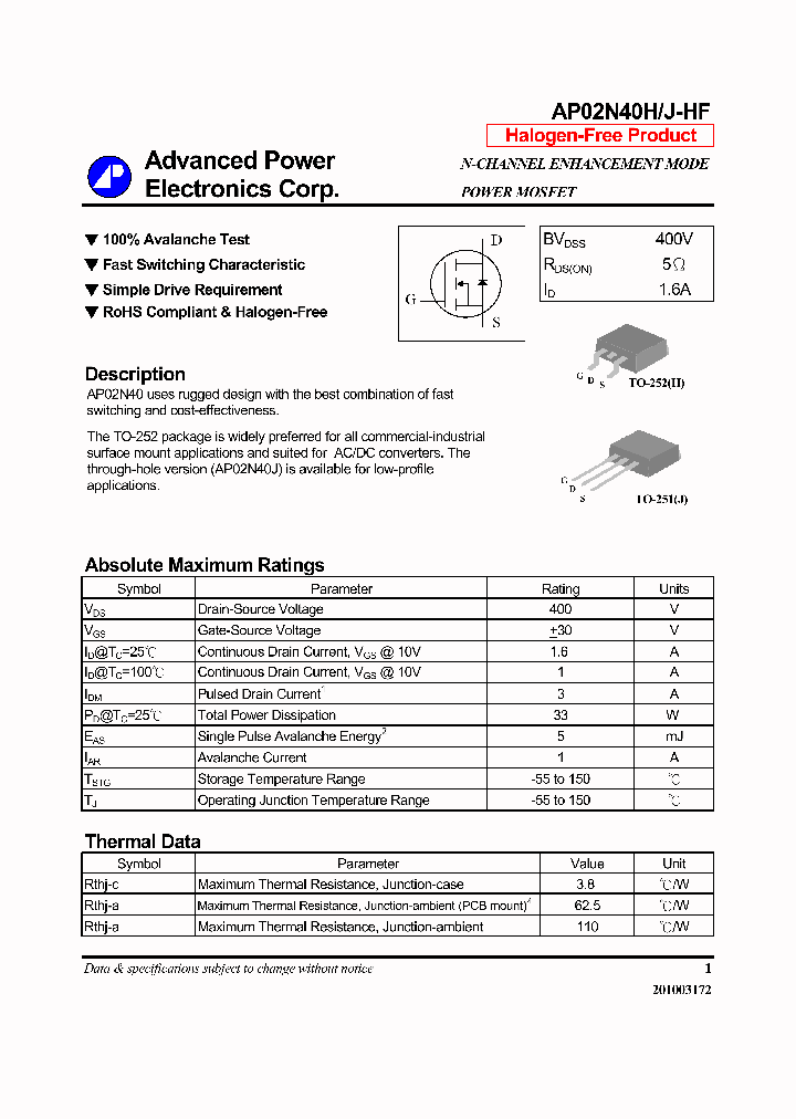 AP02N40J-HF_6386293.PDF Datasheet