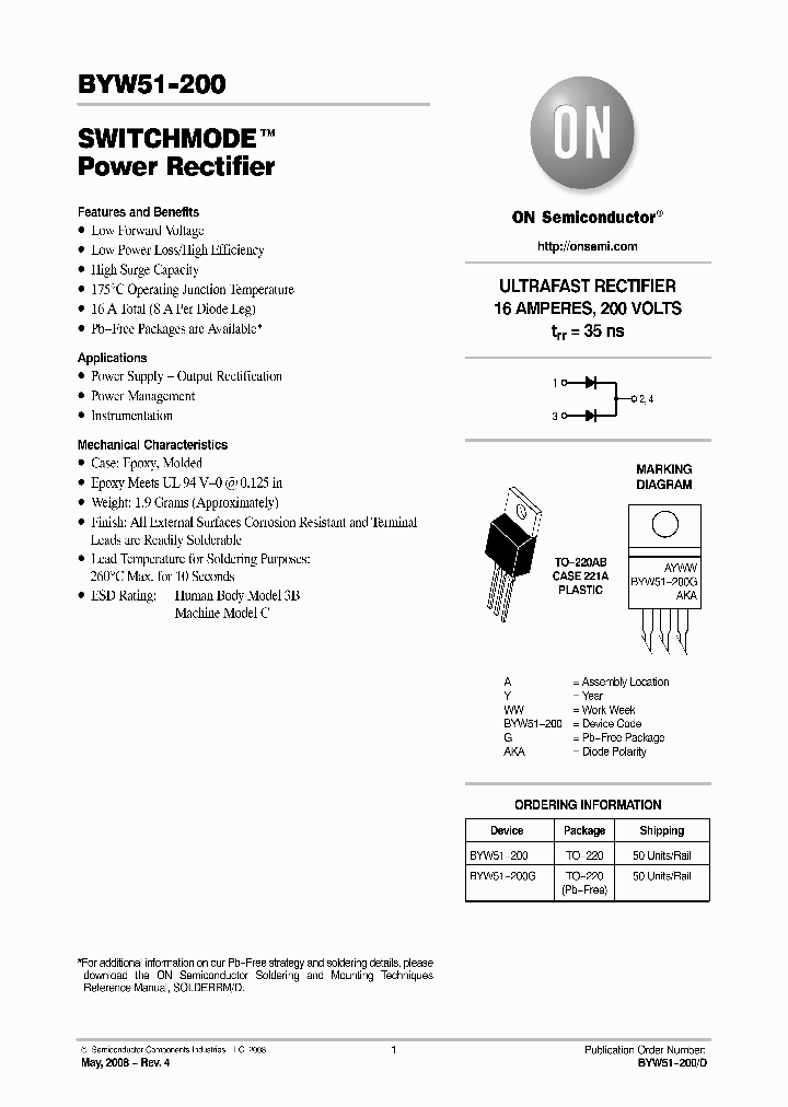 BYW51-200G_6414154.PDF Datasheet Download --- IC-ON-LINE