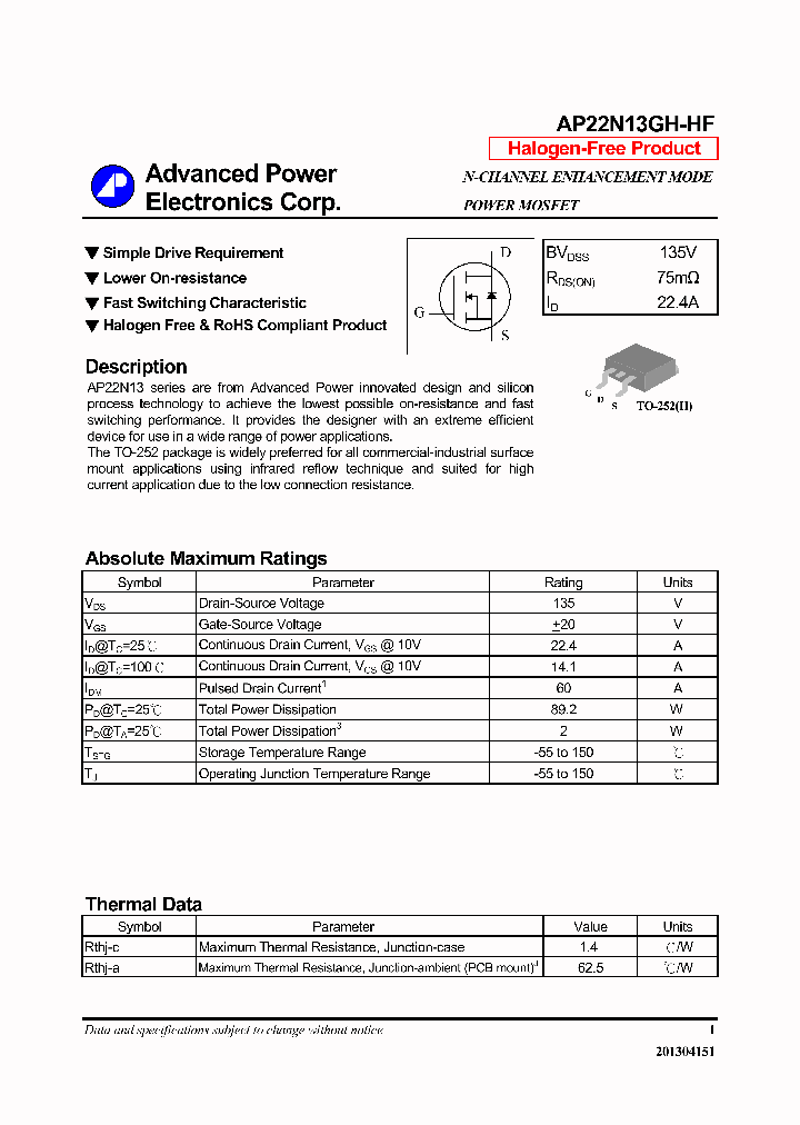 AP22N13GH-HF_6518335.PDF Datasheet