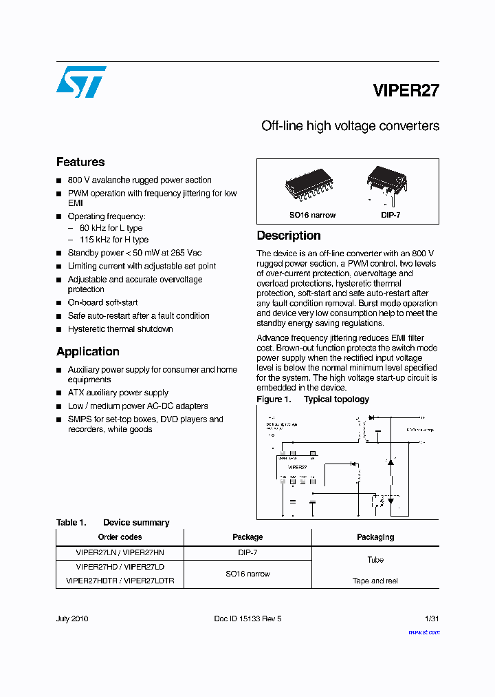 VIPER27HD_6526185.PDF Datasheet