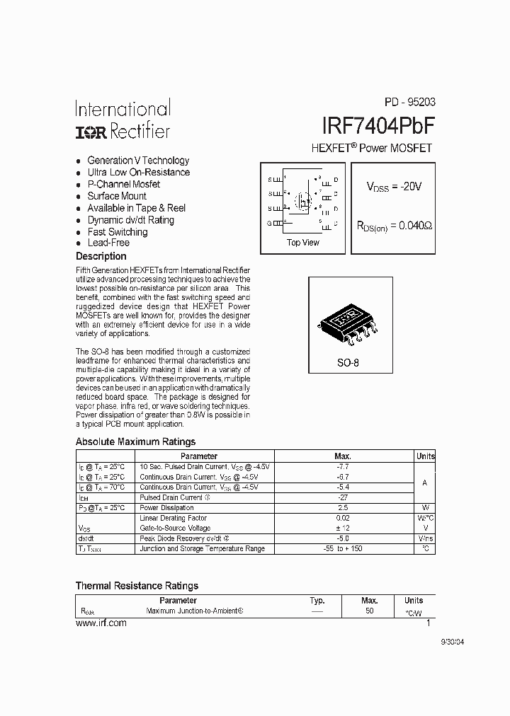 IRF7404TRPBF_6548843.PDF Datasheet