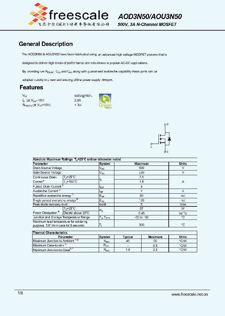 AOD3N50_6602902.PDF Datasheet