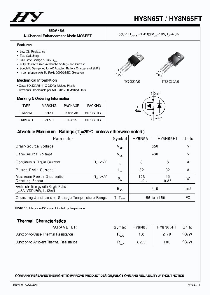 HY8N65T_6604134.PDF Datasheet