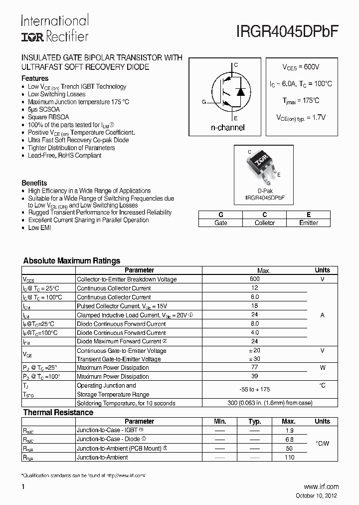 IRGR4045DPBF_6607342.PDF Datasheet