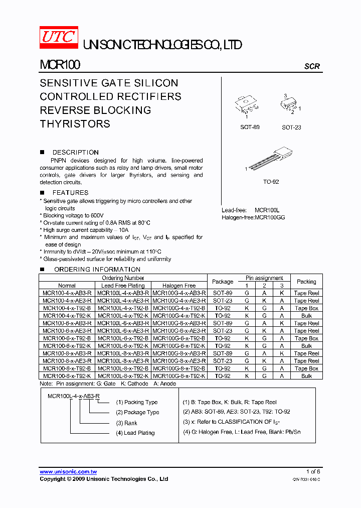 MCR100-6-AA-T92-B_6616158.PDF Datasheet Download --- IC-ON-LINE