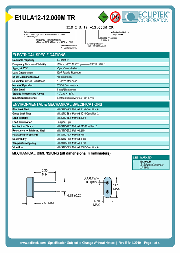 E1ULA12-12000MTR_6634708.PDF Datasheet