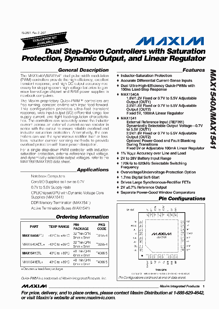 MAX1540AETJ_6656987.PDF Datasheet Download --- IC-ON-LINE