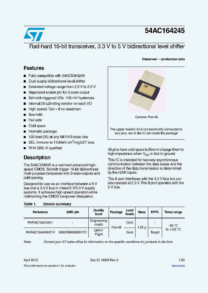 54AC164245_6918462.PDF Datasheet Download --- IC-ON-LINE