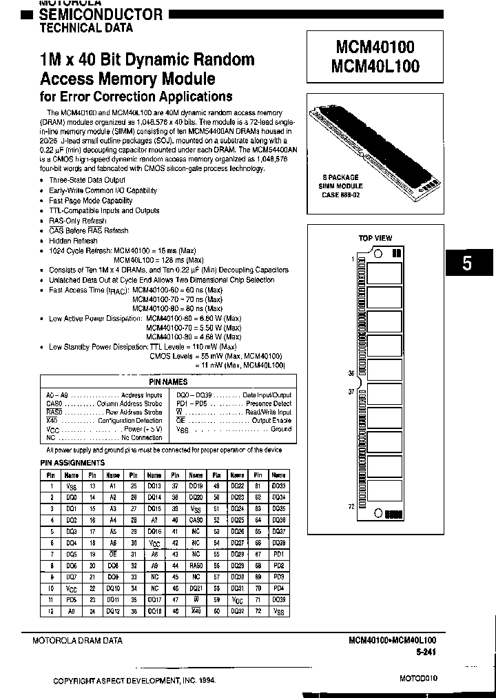 MCM40L100ASG70_6725812.PDF Datasheet