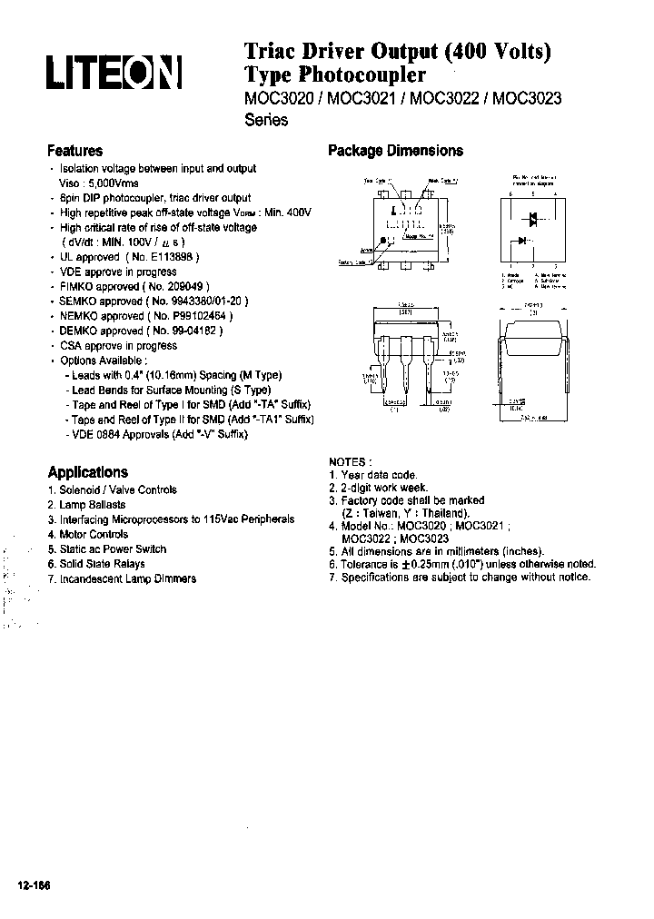 MOC3020-TA1-V_6735470.PDF Datasheet Download --- IC-ON-LINE