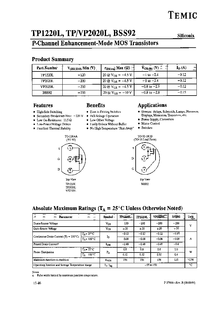 BSS92-18_6765856.PDF Datasheet Download --- IC-ON-LINE
