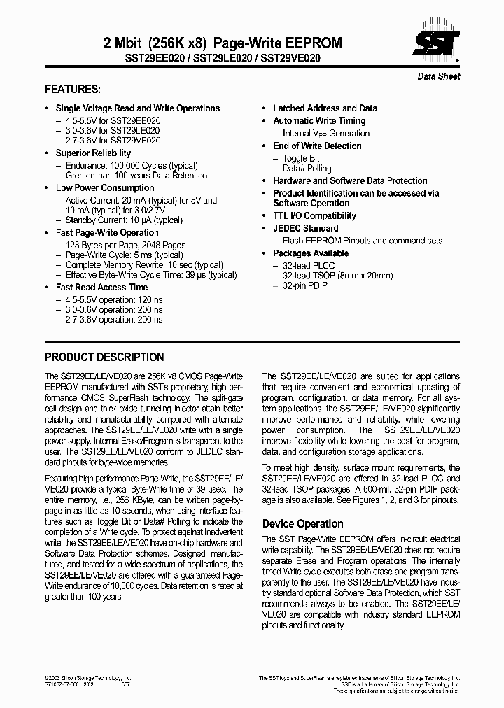 SST29LE020-200-4I-EH_6769443.PDF Datasheet