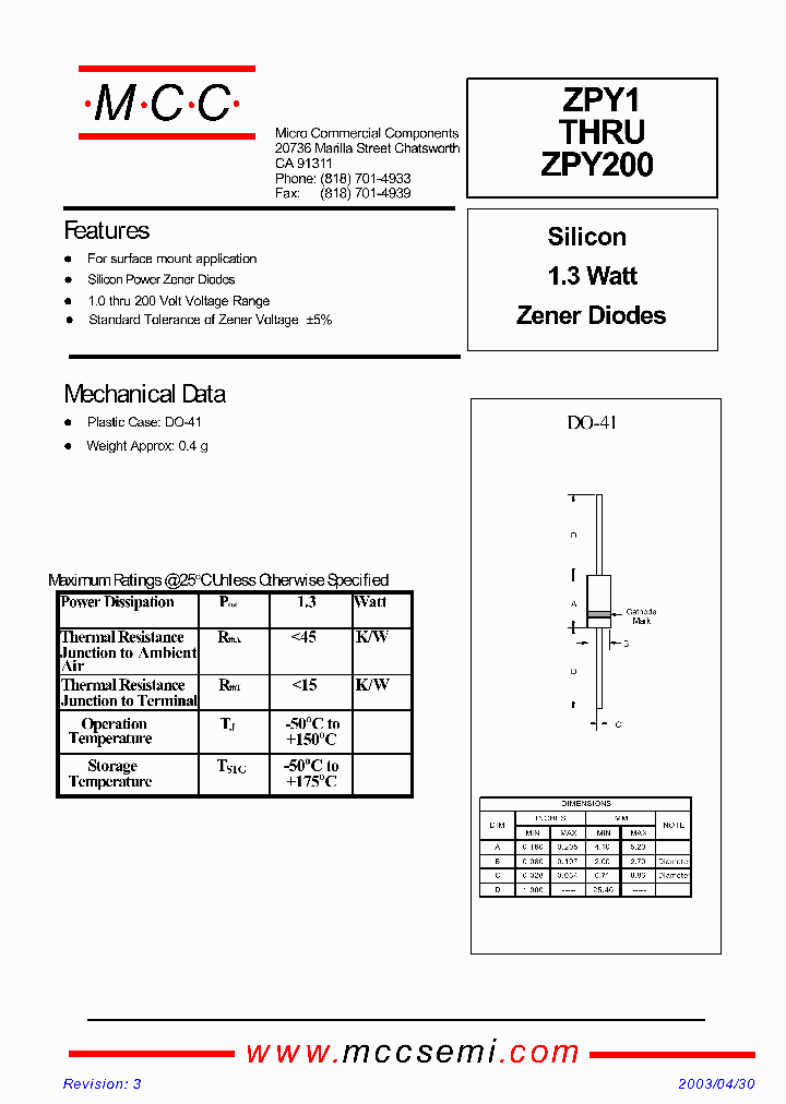 ZPY100-TP_6797650.PDF Datasheet