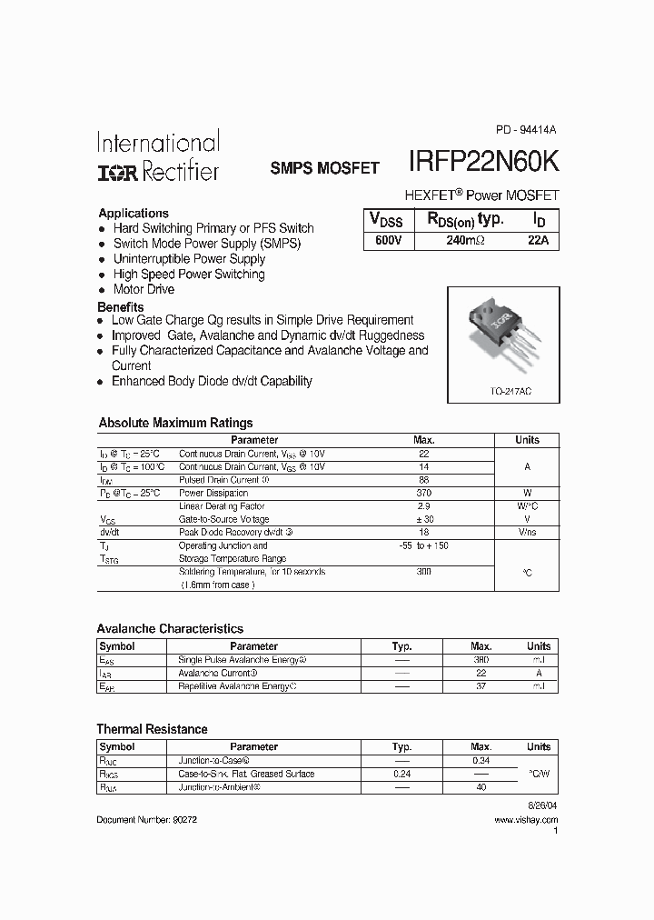 IRFP22N60K_6802297.PDF Datasheet