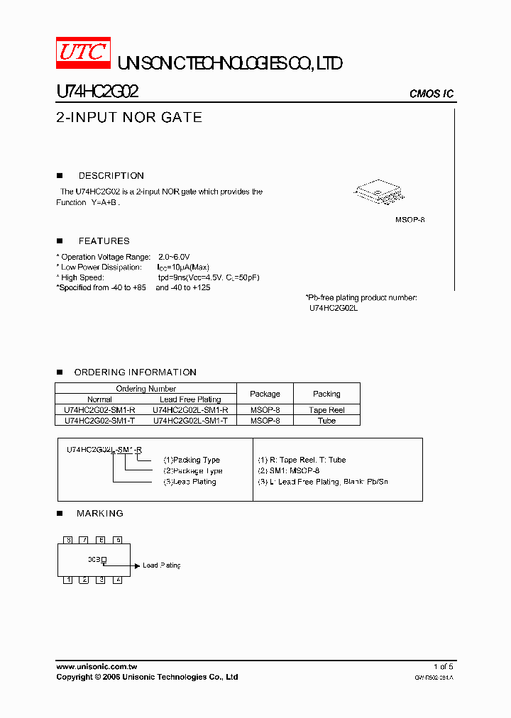 U74HC2G02-SM1-R_6828177.PDF Datasheet