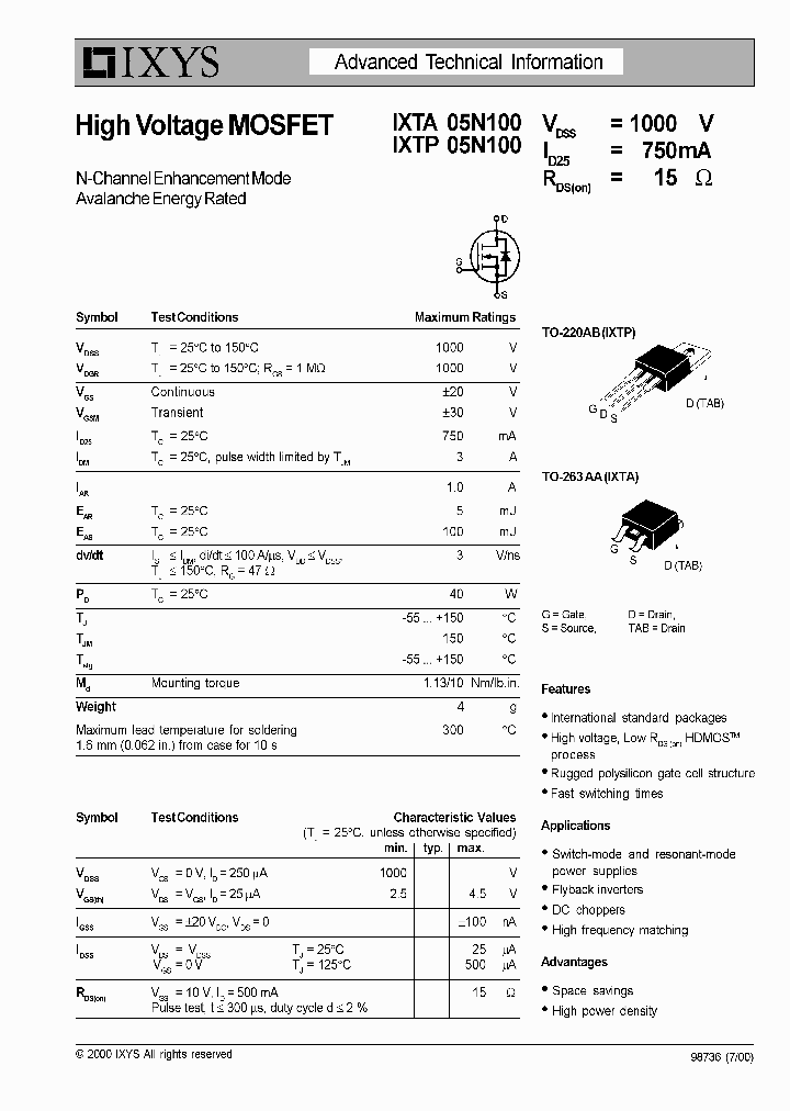 IXTA05N100_6861749.PDF Datasheet