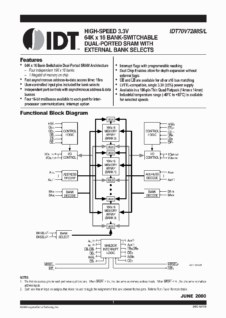 IDT70V7288S20PF9_6863349.PDF Datasheet