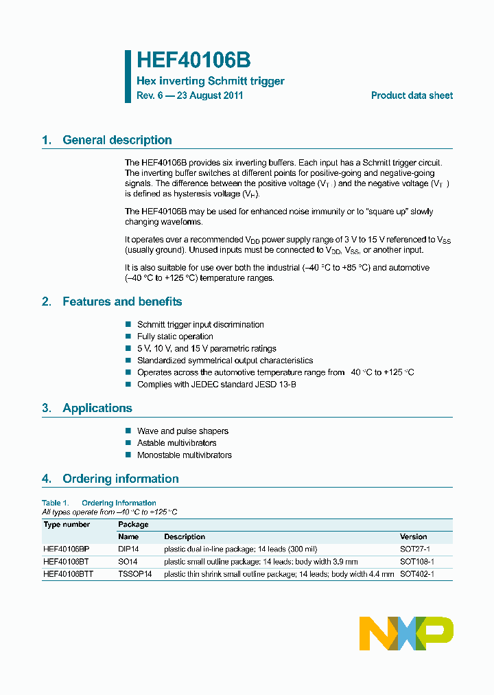HEF40106BT_6872021.PDF Datasheet Download --- IC-ON-LINE