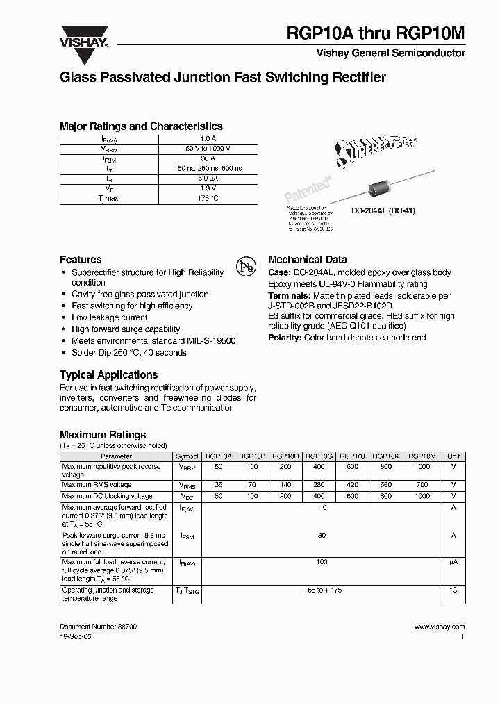 RGP10D_6943175.PDF Datasheet Download --- IC-ON-LINE