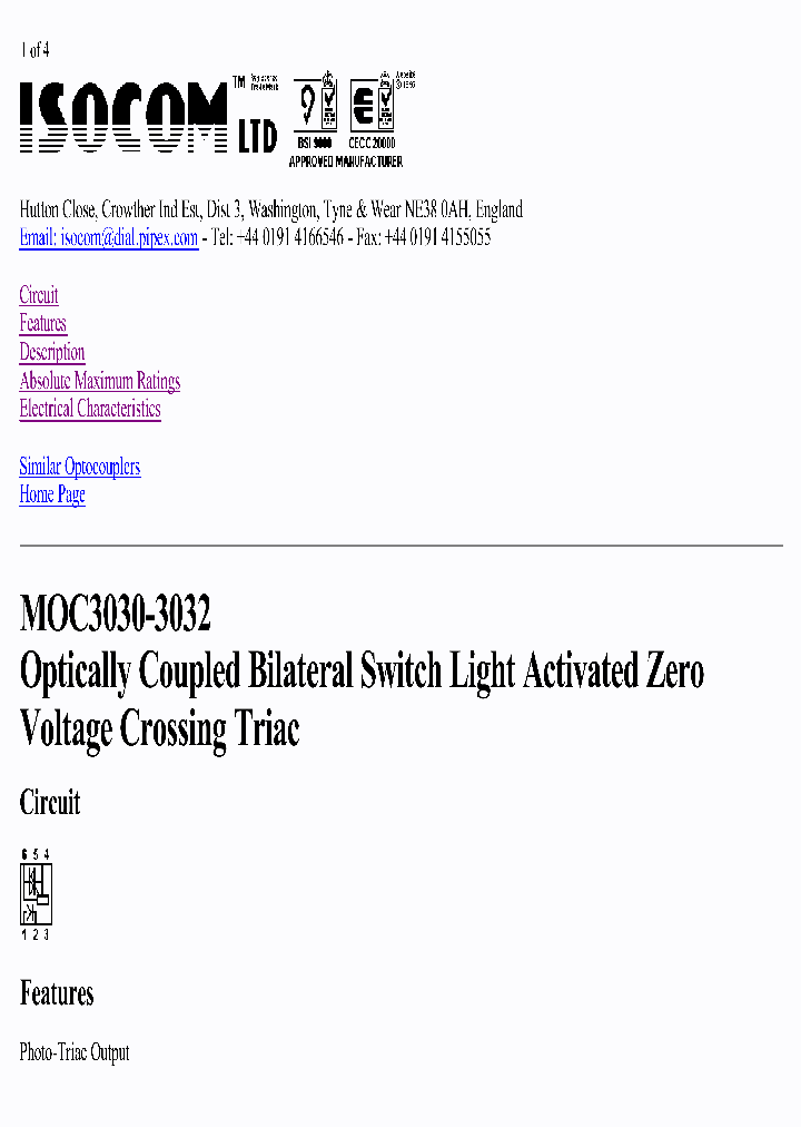 MOC3041SR2M ON Semiconductor Isolators Pack of 100 MOC3041SR2M 