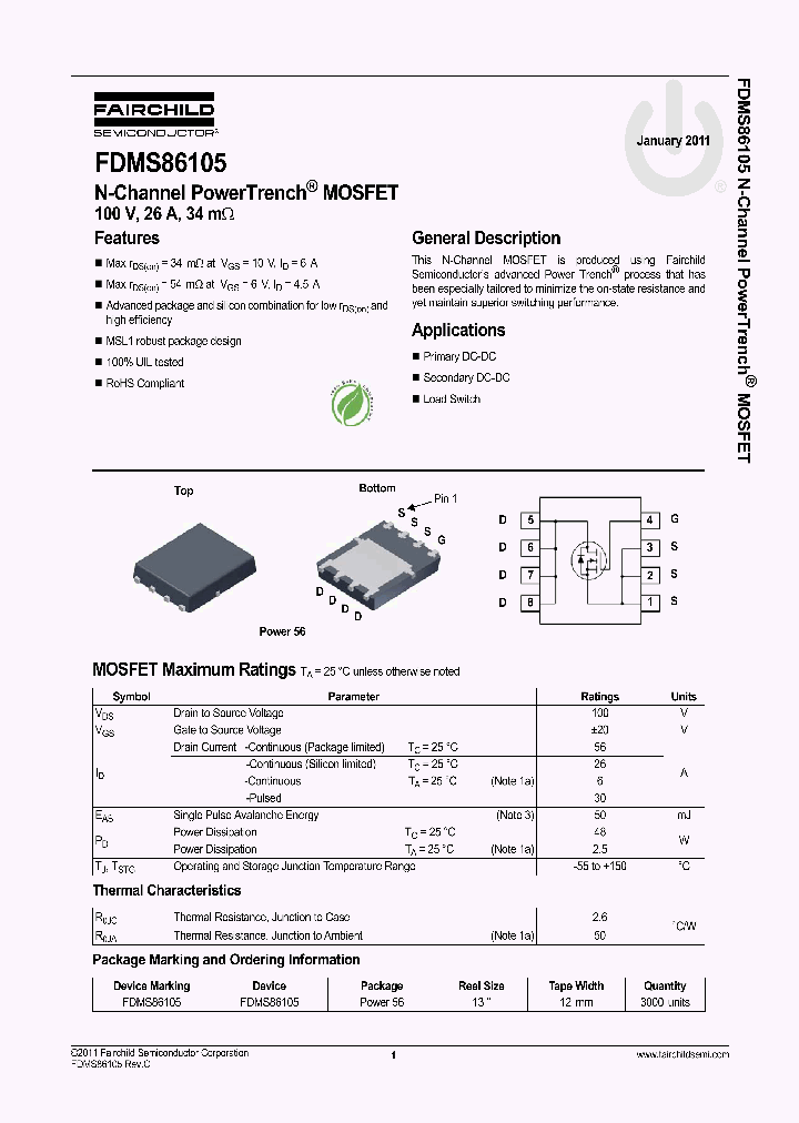 FDMS86105_6965140.PDF Datasheet