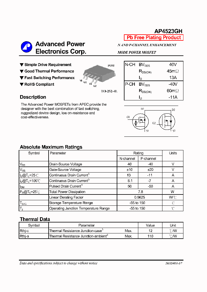AP4523GH_6965319.PDF Datasheet