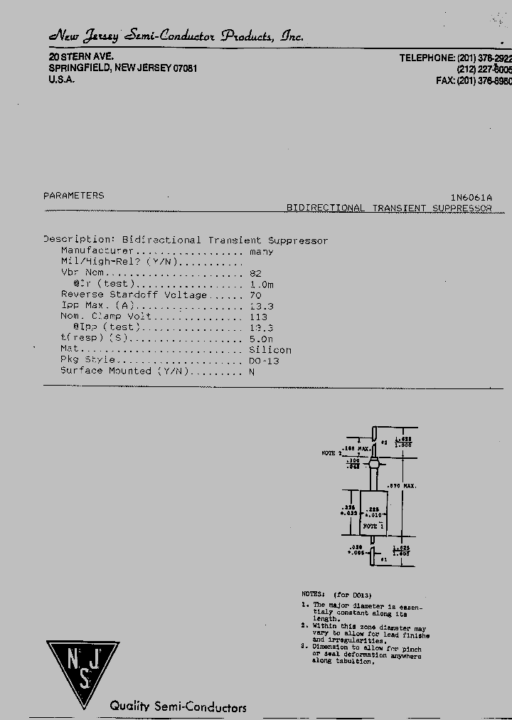 1N6061A_6970024.PDF Datasheet Download --- IC-ON-LINE