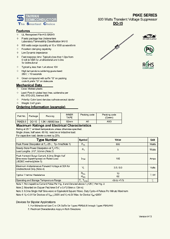 P6KE_6971922.PDF Datasheet Download --- IC-ON-LINE