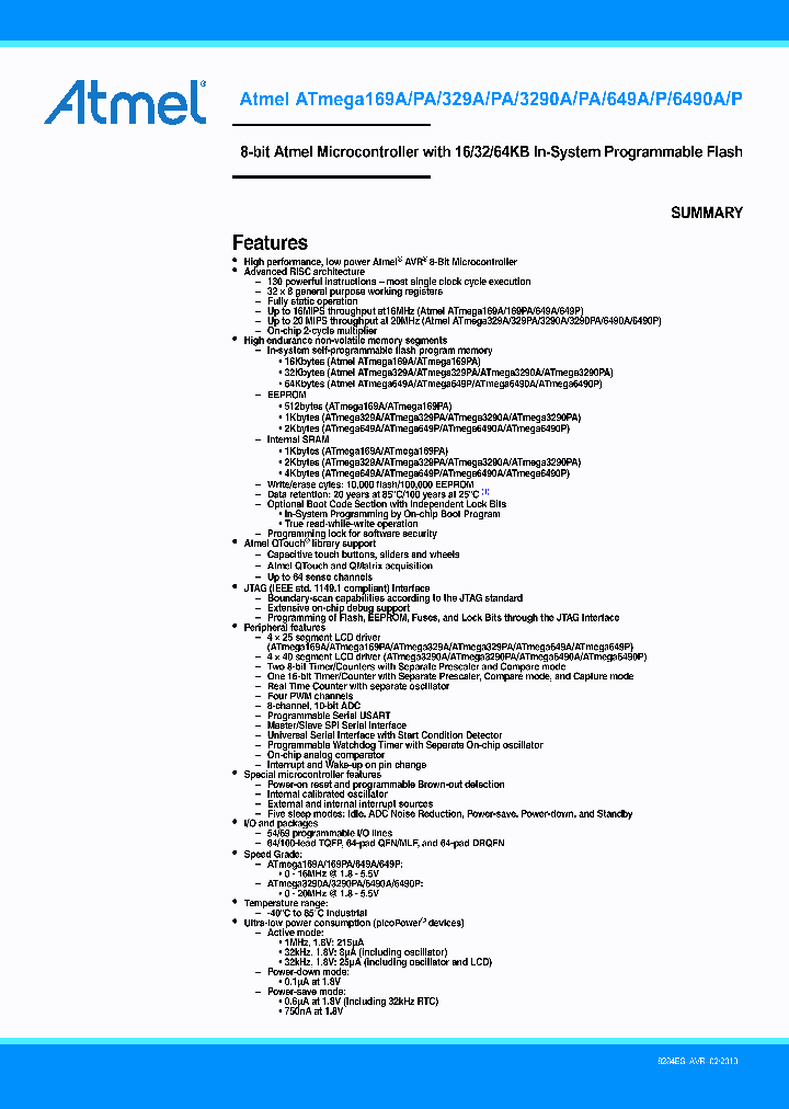 ATMEGA169A-AN_6975661.PDF Datasheet