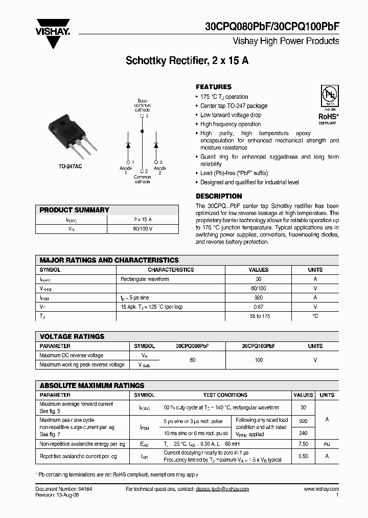 VISHAYINTERTECHNOLOGYINC-30CPQ100_6994303.PDF Datasheet