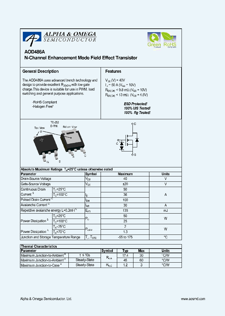 AOD486A08_7002041.PDF Datasheet Download --- IC-ON-LINE