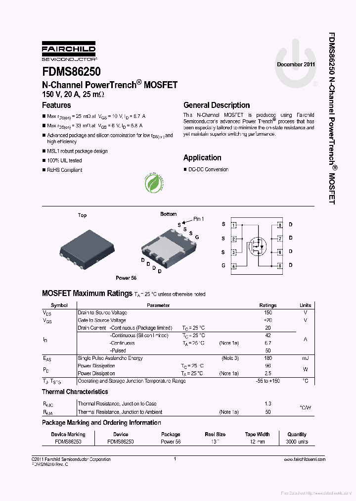 FDMS86250_7008832.PDF Datasheet