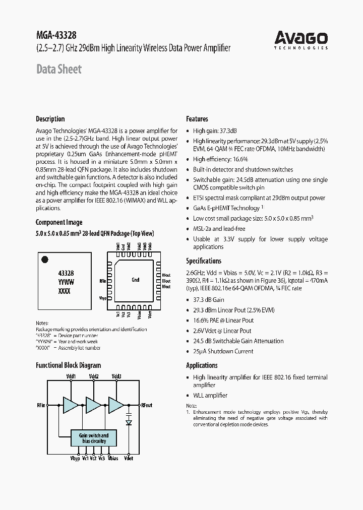 MGA-43328-BLKG_7045716.PDF Datasheet Download --- IC-ON-LINE