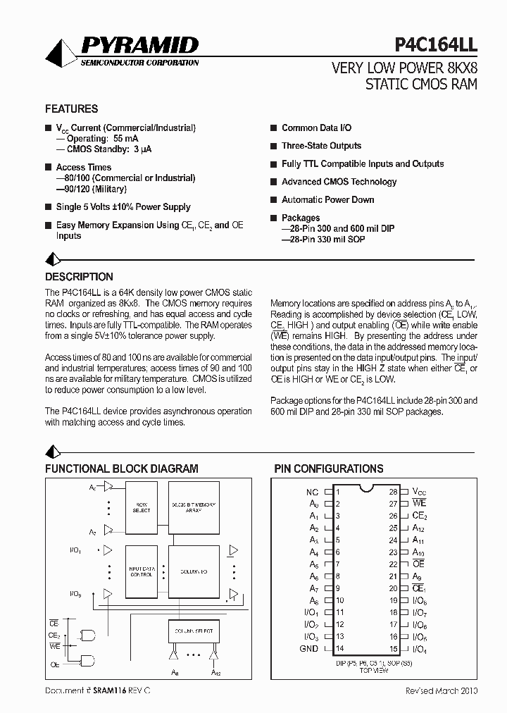 P4C164LL-80P3CLF_7050190.PDF Datasheet