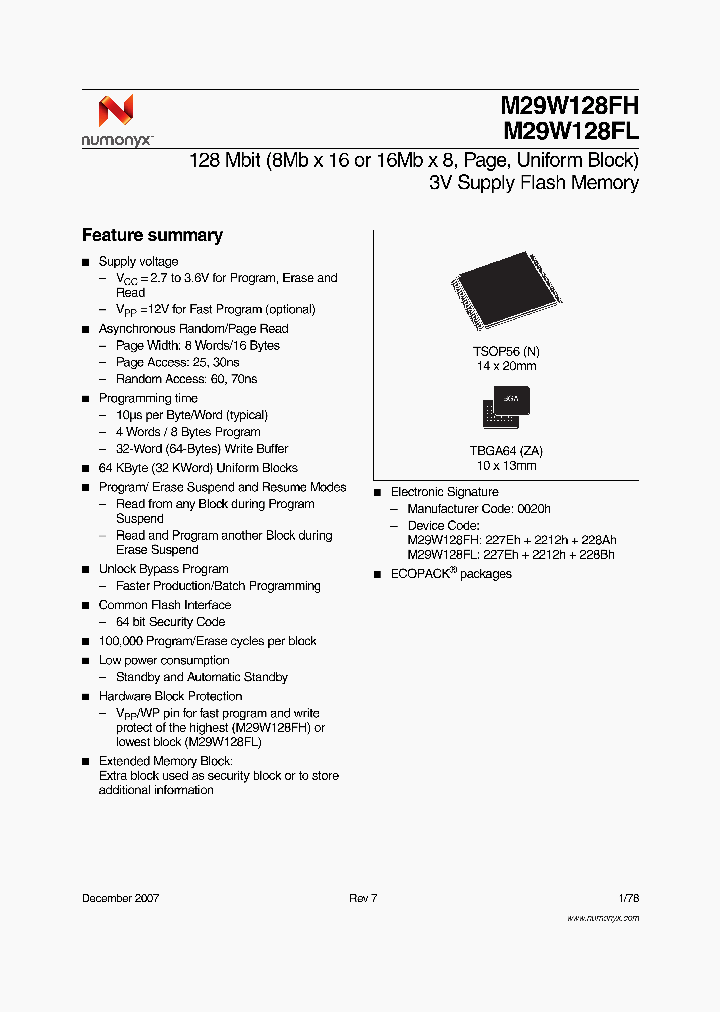 M29W128FH70ZA6E_7070157.PDF Datasheet