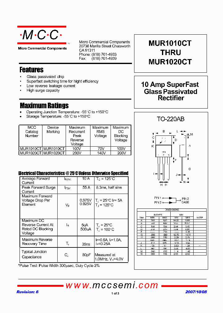 MUR1020CT-BP_7095228.PDF Datasheet