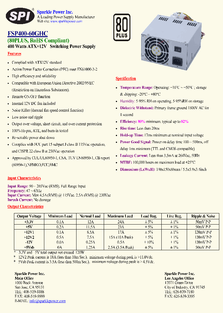FSP400-60GHC_7128870.PDF Datasheet Download --- IC-ON-LINE
