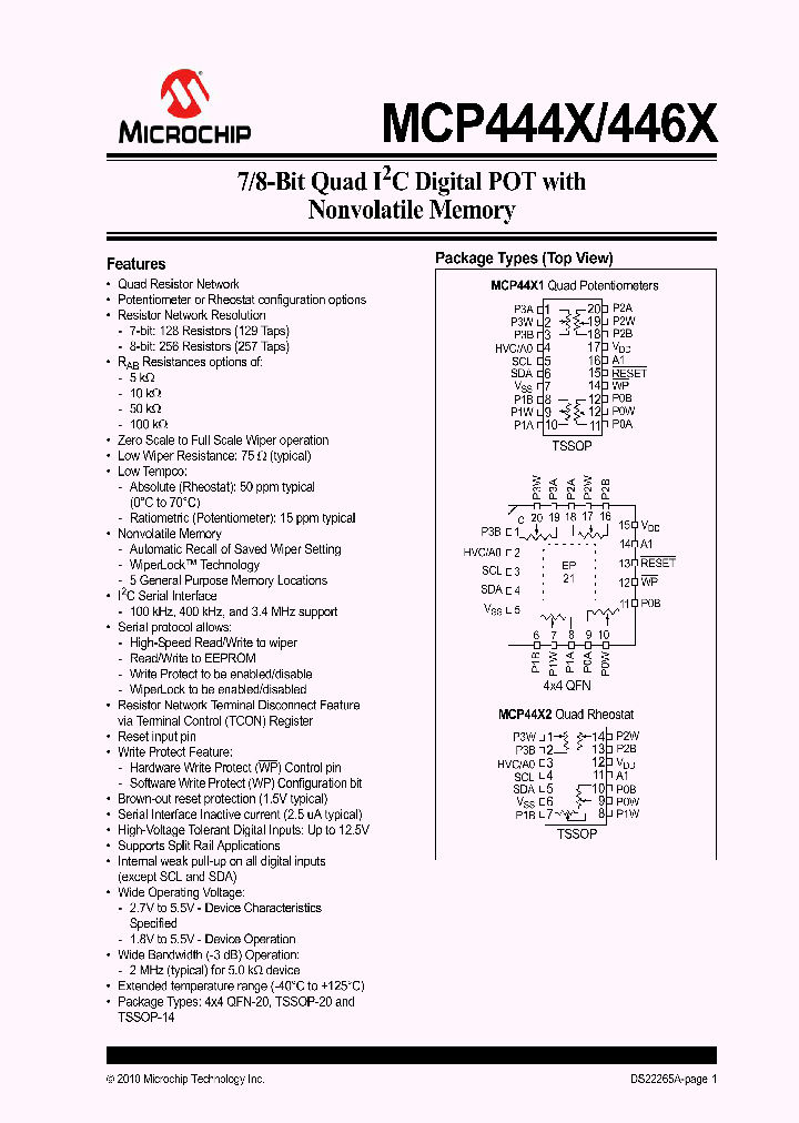 Mcp4461t 103est 7146907 pdf datasheet download ic on line