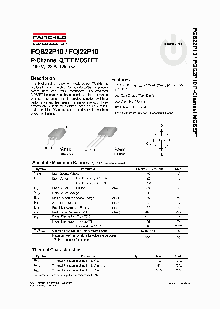 FQB22P10_7149386.PDF Datasheet