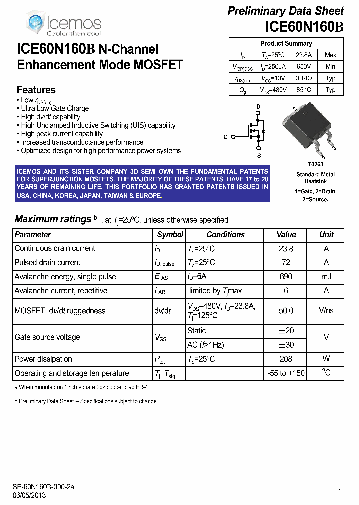 ICE60N160B_7170194.PDF Datasheet