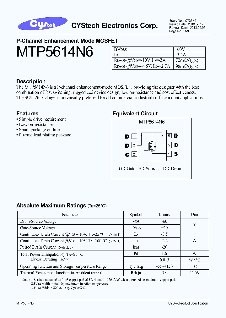 MTP5614N6_7185517.PDF Datasheet