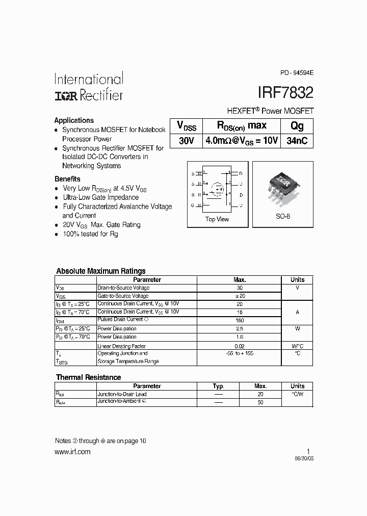 IRF7832_7235182.PDF Datasheet