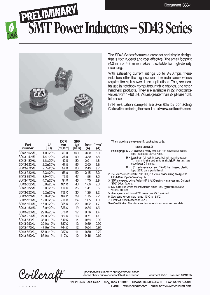 SD43-102MLB_7243835.PDF Datasheet Download --- IC-ON-LINE