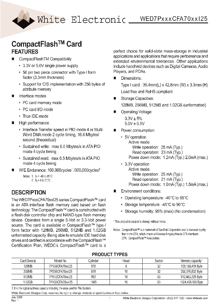 WED7P256CFA7001I25_7247613.PDF Datasheet